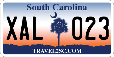SC license plate XAL023