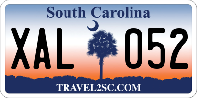 SC license plate XAL052
