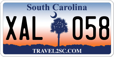 SC license plate XAL058