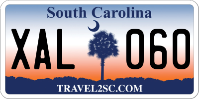 SC license plate XAL060