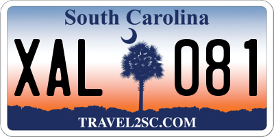 SC license plate XAL081