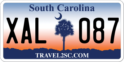 SC license plate XAL087