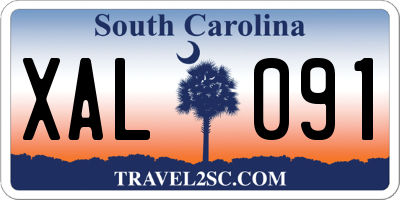 SC license plate XAL091