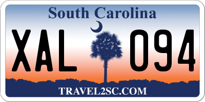 SC license plate XAL094