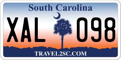SC license plate XAL098