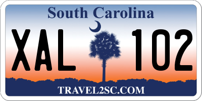 SC license plate XAL102