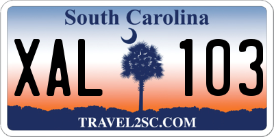 SC license plate XAL103