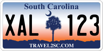 SC license plate XAL123