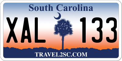 SC license plate XAL133