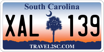 SC license plate XAL139