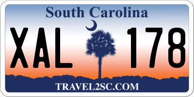 SC license plate XAL178