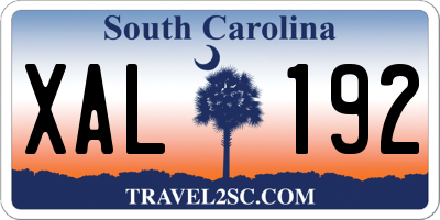 SC license plate XAL192