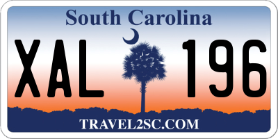 SC license plate XAL196