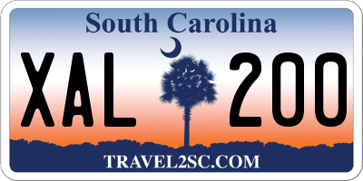 SC license plate XAL200