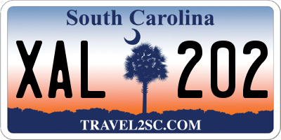 SC license plate XAL202