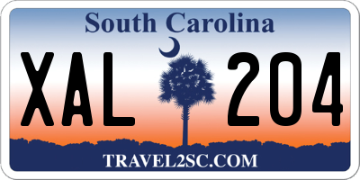 SC license plate XAL204