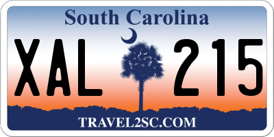 SC license plate XAL215