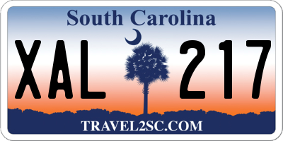 SC license plate XAL217
