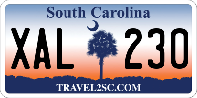 SC license plate XAL230