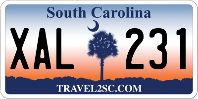 SC license plate XAL231