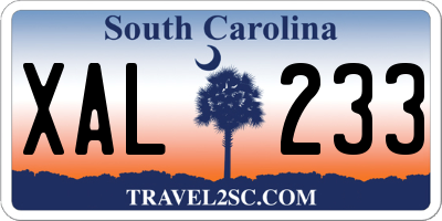 SC license plate XAL233