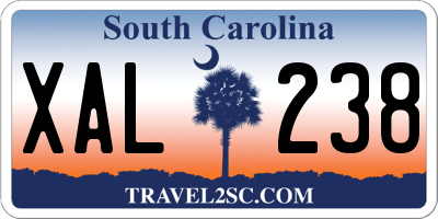 SC license plate XAL238