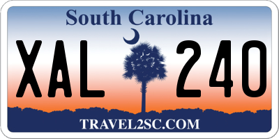 SC license plate XAL240