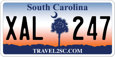 SC license plate XAL247