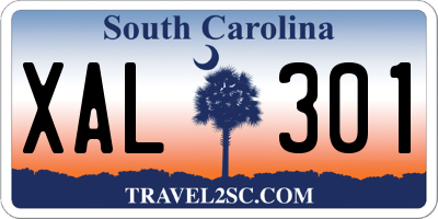 SC license plate XAL301
