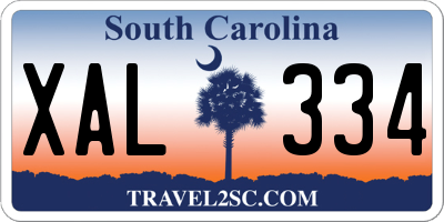 SC license plate XAL334