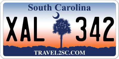 SC license plate XAL342