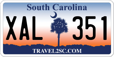 SC license plate XAL351