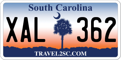 SC license plate XAL362
