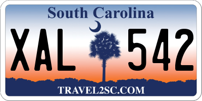 SC license plate XAL542
