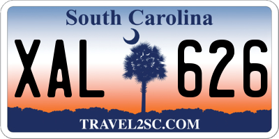 SC license plate XAL626