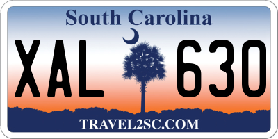 SC license plate XAL630
