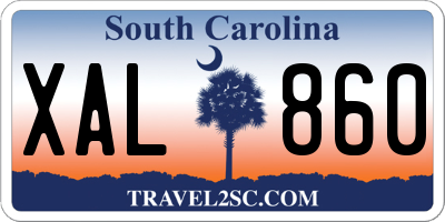 SC license plate XAL860