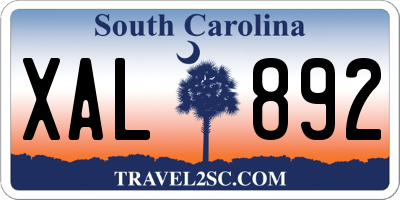 SC license plate XAL892