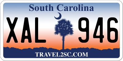 SC license plate XAL946