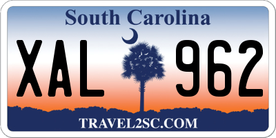 SC license plate XAL962