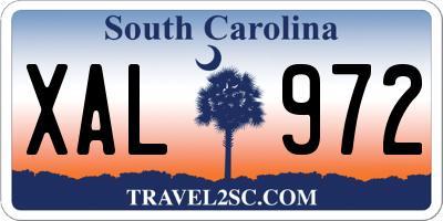 SC license plate XAL972