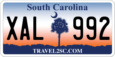 SC license plate XAL992