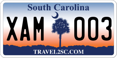 SC license plate XAM003