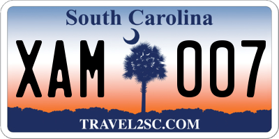 SC license plate XAM007
