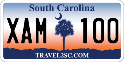 SC license plate XAM100