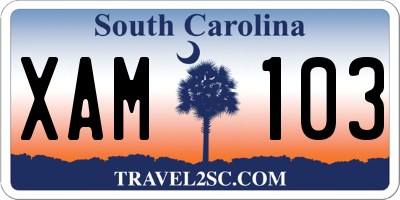 SC license plate XAM103
