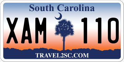 SC license plate XAM110
