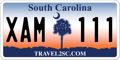 SC license plate XAM111