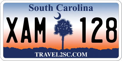 SC license plate XAM128