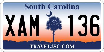 SC license plate XAM136